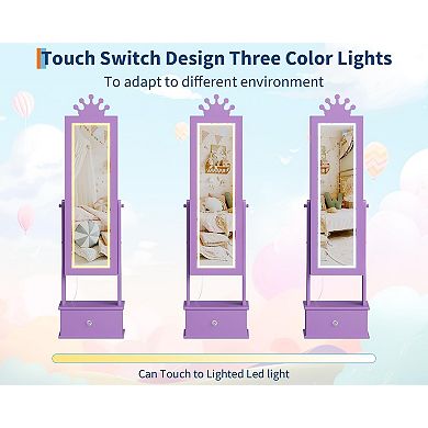 Kids Jewelry Cabinet with Full-Length Mirror