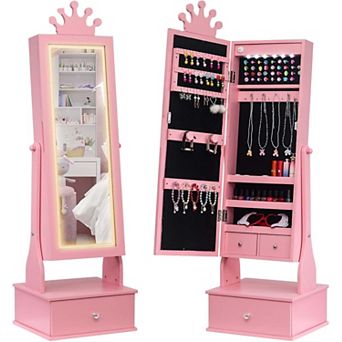 Kids Jewelry Cabinet with Full-Length Mirror