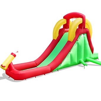 Inflatable Water Slide with Long Slide Pool and Water Cannon for Kids