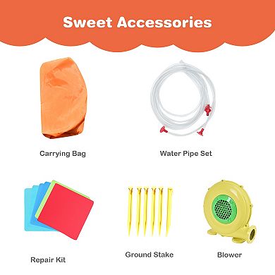 Inflatable Water Slide with Long Slide Pool and Water Cannon for Kids