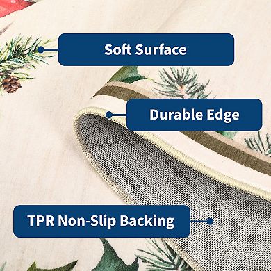 Christmas Santa Claus Area Rug, Washable Non-Slip Nursery Carpet with Tree Print for Living Room