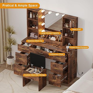 Modern Vanity Set with LED Mirror