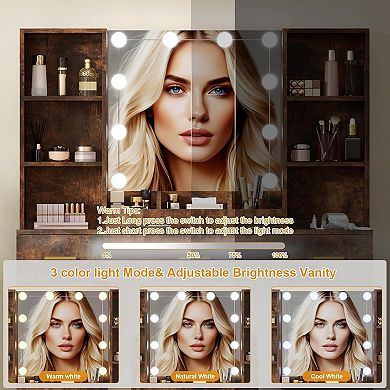 Modern Vanity Set with LED Mirror