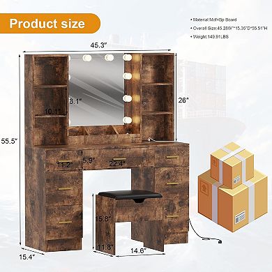 Modern Vanity Set with LED Mirror