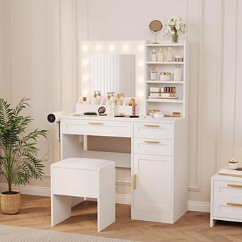 Vanity Desk with Lighted Mirror
