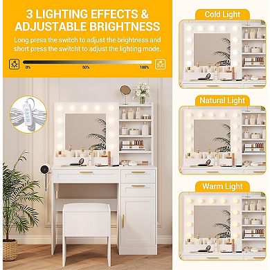 Vanity Desk with Lighted Mirror