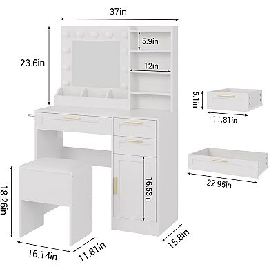 Vanity Desk with Lighted Mirror
