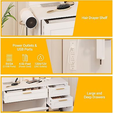 Vanity Desk with Lighted Mirror