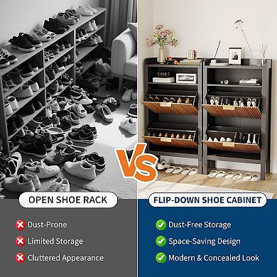 Shoe Storage Cabinet with 2 Flip Drawers