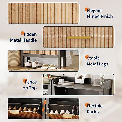 Shoe Storage Cabinet with 2 Flip Drawers