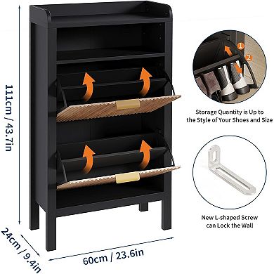 Shoe Storage Cabinet with 2 Flip Drawers