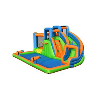 Inflatable Water Slide with Dual Climbing Walls and Splash Pool Without Blower