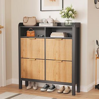 Shoe Storage Cabinet with 4 Flip Drawers
