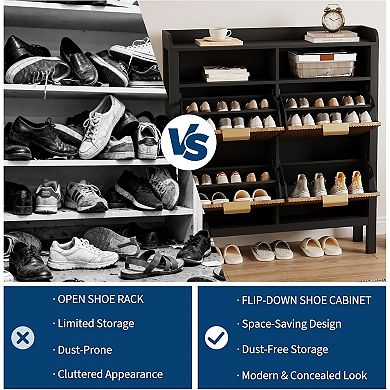 Shoe Storage Cabinet with 4 Flip Drawers