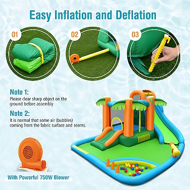 Inflatable Water Slide Park with Upgraded Handrail - No Blower