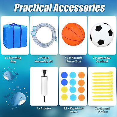 6-in-1 Inflatable Water Slide Jumping House without Blower