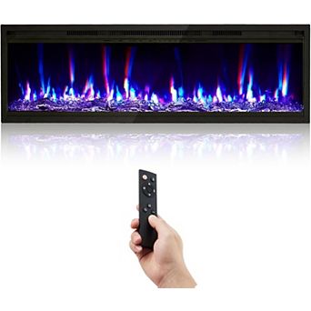 Wall Mounted 50" Electric Fireplace Heater with Remote Control, 750W/1500W with Timer