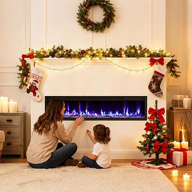 Wall Mounted 50" Electric Fireplace Heater with Remote Control, 750W/1500W with Timer