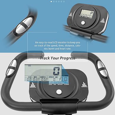 Whisen Folding Exercise Bike, X-Bike with 16-Level Adjustable Resistance, Arm Bands and Backrest