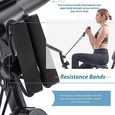Whisen Folding Exercise Bike, X-Bike with 16-Level Adjustable Resistance, Arm Bands and Backrest