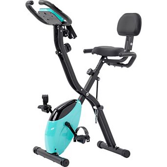Whisen Folding Exercise Bike, X-Bike with 16-Level Adjustable Resistance, Arm Bands and Backrest