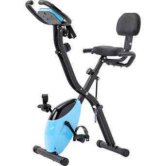 Whisen Folding Exercise Bike, X-Bike with 16-Level Adjustable Resistance, Arm Bands and Backrest