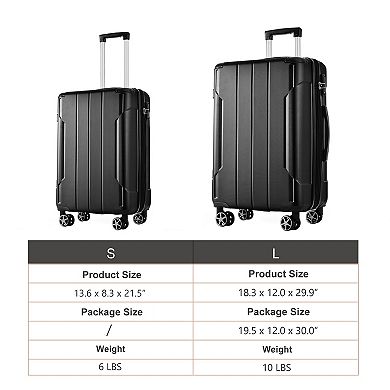 Whisen 2-Piece Luggage Set, 20”/28” ABS Hardshell Suitcases with TSA Lock and Double Spinner Wheels
