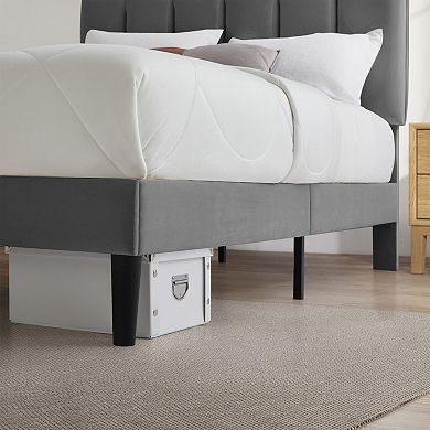 Unikome Velvet Upholstered Bed Frame Modern Soft Platform Bed