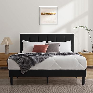 Unikome Velvet Upholstered Bed Frame Modern Soft Platform Bed