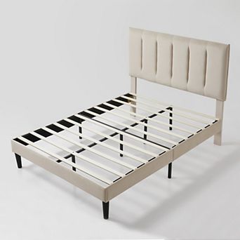 Unikome Velvet Upholstered Bed Frame  Modern Soft Platform Bed
