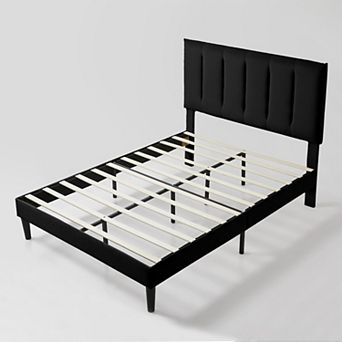 Unikome Velvet Upholstered Bed Frame  Modern Soft Platform Bed