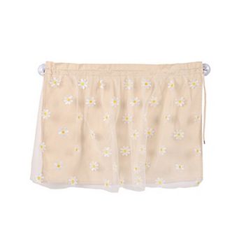 Floral Embroidered Car Window Curtain with Sheer Lace Daisy Design