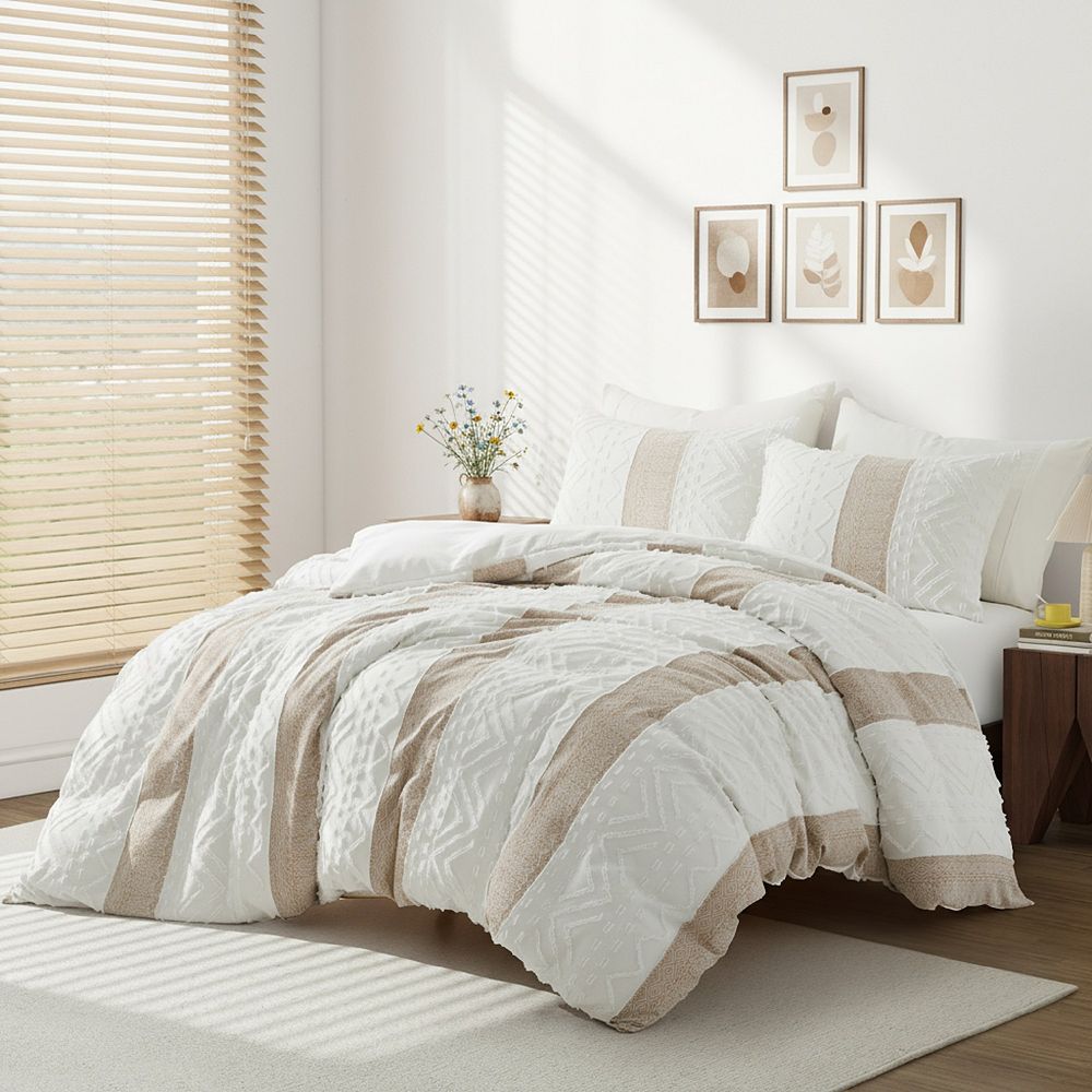 Unikome Cationic Jacquard Duvet Cover Set with 2 Pillowcases