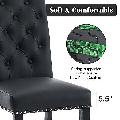 Unikome 2-Pack Faux Leather Dining Chairs Nailhead Trim Padded Chairs