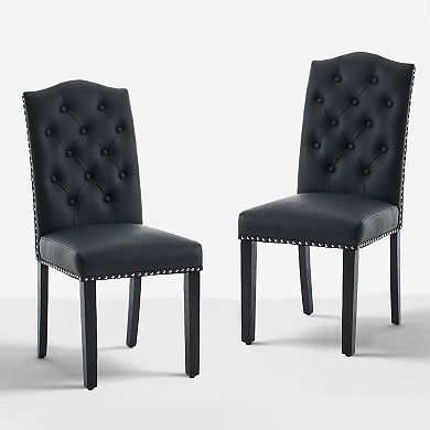 Unikome 2-Pack Faux Leather Dining Chairs Nailhead Trim Padded Chairs