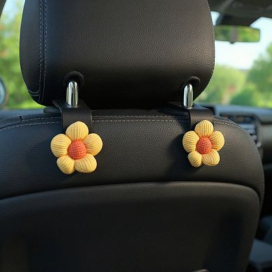 Flower Car Seat Headrest Hooks Set for Bag and Purse Hanging Organizer