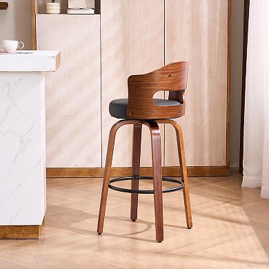 Unikome Bentwood Bar Stools 2-Pack Mid-Century Design with Curved Back and 360° Swivel