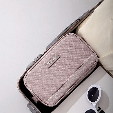 Compact Travel Toiletry Bag with Multiple Compartments and Carry Handle