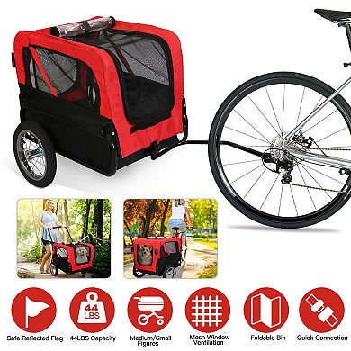 2-in-1 Pet Bike Trailer & Stroller with Canopy, Bicycle Cargo Wagon Carrier for Small & Medium Dogs