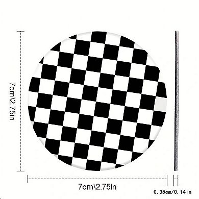 Checkered Car Cup Holder Coasters Anti-Slip Absorbent Mats Set of 2
