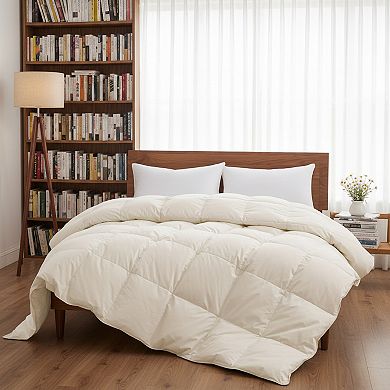Unikome Made in Germany Medium Weight 100% Cotton Goose Down Feather Comforter for Luxurious Comfort