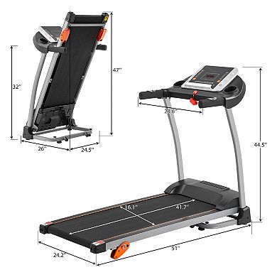 Whisen Easy Folding 2.5HP Treadmill for Home Use with Device Holder & Pulse Sensor