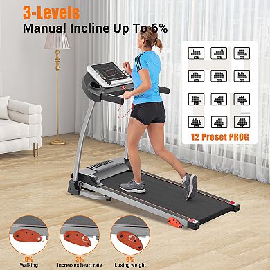 Whisen Easy Folding 2.5HP Treadmill for Home Use with Device Holder & Pulse Sensor