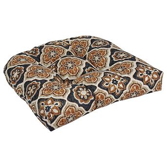 Blazing Needles,19-inch U-Shaped Spun Polyester Outdoor Tufted Dining Chair Cushion