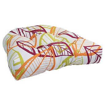 Blazing Needles,19-inch U-Shaped Spun Polyester Outdoor Tufted Dining Chair Cushion