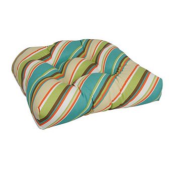 Blazing Needles,19-inch U-Shaped Spun Polyester Outdoor Tufted Dining Chair Cushion