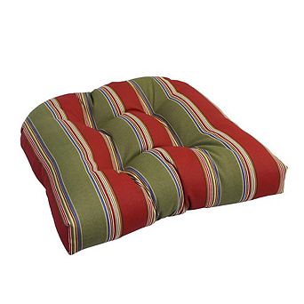 Blazing Needles,19-inch U-Shaped Spun Polyester Outdoor Tufted Dining Chair Cushion