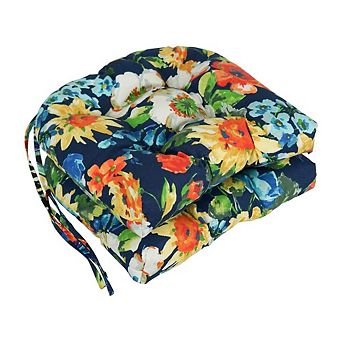 Blazing Needles,16-inch Spun Polyester Patterned Outdoor U-shaped Tufted Chair Cushion