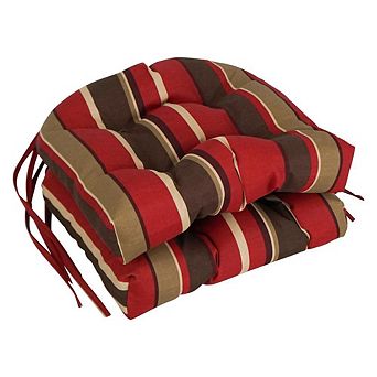 Blazing Needles,16-inch Spun Polyester Patterned Outdoor U-shaped Tufted Chair Cushion
