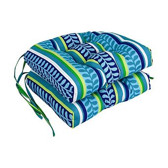 Blazing Needles,16-inch Spun Polyester Patterned Outdoor U-shaped Tufted Chair Cushion